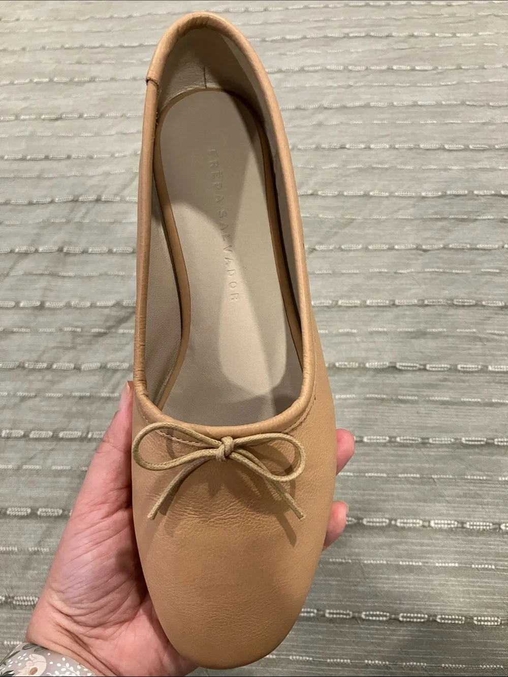 Freda Salvador Roma Ballet Flat in Camel calf